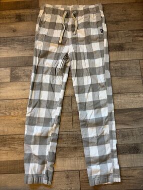 Hollister White and Gray Plaid Fleece Pajama Pants